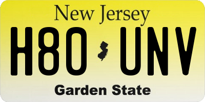 NJ license plate H80UNV