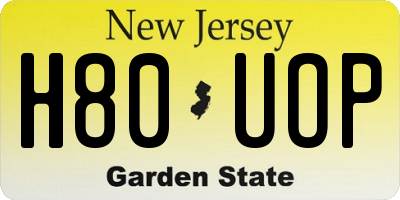 NJ license plate H80UOP