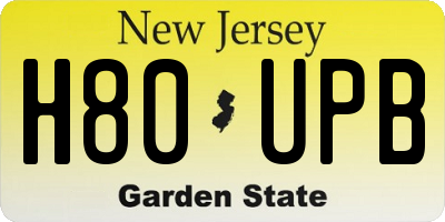 NJ license plate H80UPB