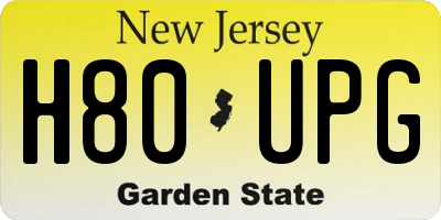 NJ license plate H80UPG