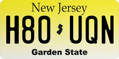 NJ license plate H80UQN