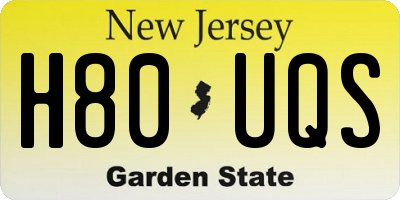 NJ license plate H80UQS