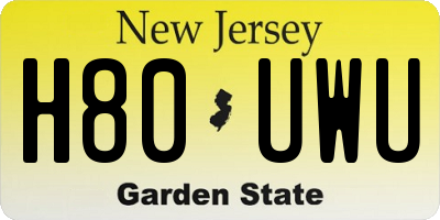 NJ license plate H80UWU
