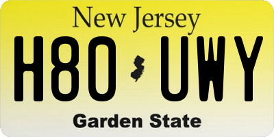 NJ license plate H80UWY
