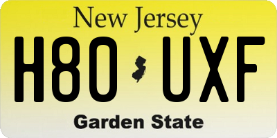 NJ license plate H80UXF