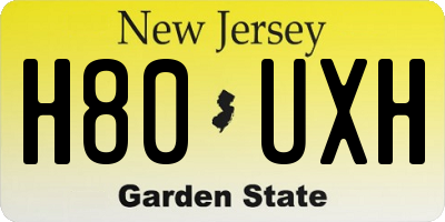 NJ license plate H80UXH