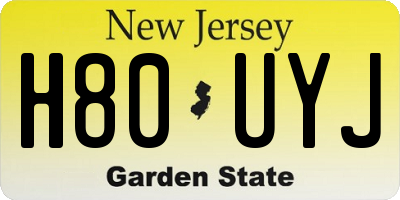 NJ license plate H80UYJ
