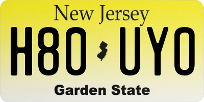 NJ license plate H80UYO