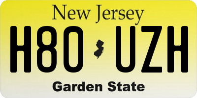 NJ license plate H80UZH