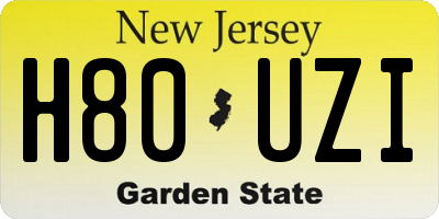NJ license plate H80UZI