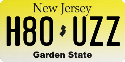NJ license plate H80UZZ