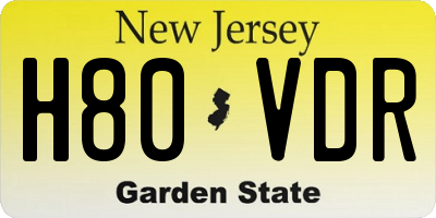 NJ license plate H80VDR