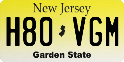 NJ license plate H80VGM