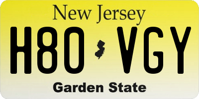 NJ license plate H80VGY