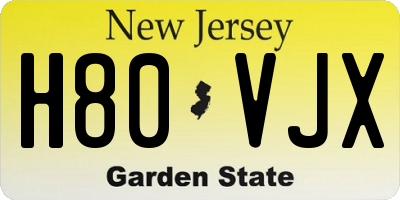 NJ license plate H80VJX