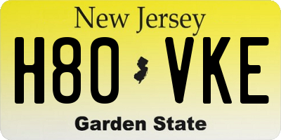 NJ license plate H80VKE