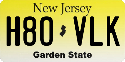 NJ license plate H80VLK