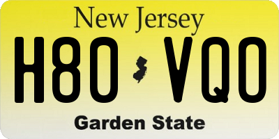 NJ license plate H80VQO