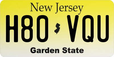 NJ license plate H80VQU
