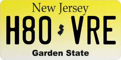 NJ license plate H80VRE