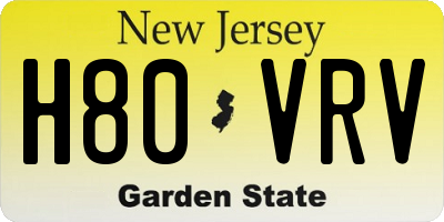 NJ license plate H80VRV