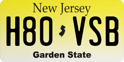 NJ license plate H80VSB