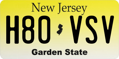 NJ license plate H80VSV