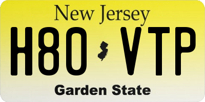 NJ license plate H80VTP