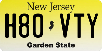 NJ license plate H80VTY