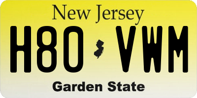 NJ license plate H80VWM