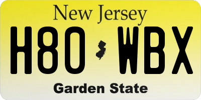 NJ license plate H80WBX