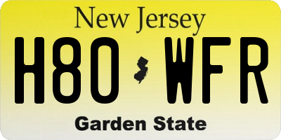 NJ license plate H80WFR