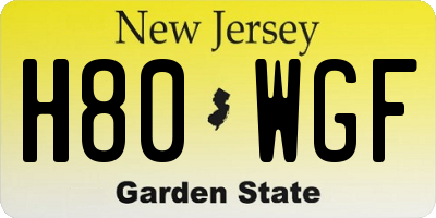 NJ license plate H80WGF
