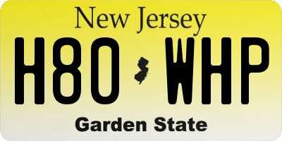 NJ license plate H80WHP
