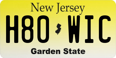 NJ license plate H80WIC