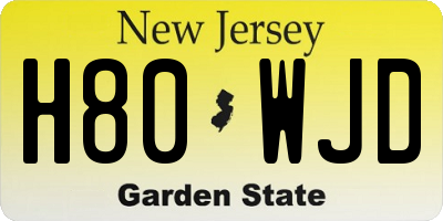 NJ license plate H80WJD