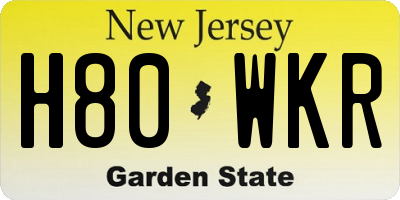 NJ license plate H80WKR