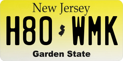 NJ license plate H80WMK