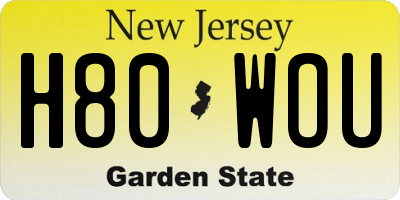 NJ license plate H80WOU