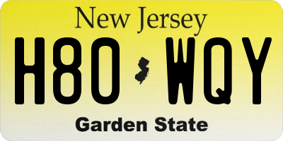 NJ license plate H80WQY