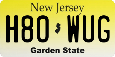 NJ license plate H80WUG