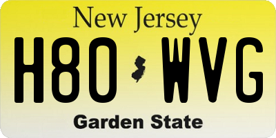 NJ license plate H80WVG
