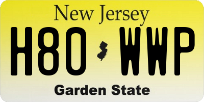 NJ license plate H80WWP