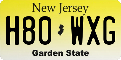 NJ license plate H80WXG