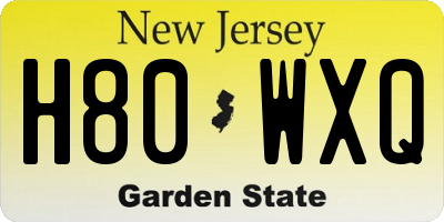 NJ license plate H80WXQ