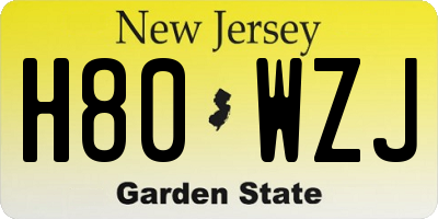 NJ license plate H80WZJ