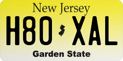 NJ license plate H80XAL