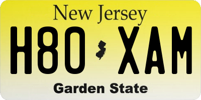 NJ license plate H80XAM