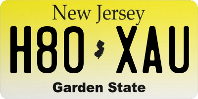 NJ license plate H80XAU