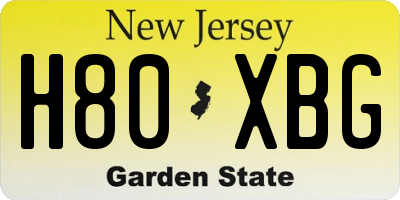 NJ license plate H80XBG